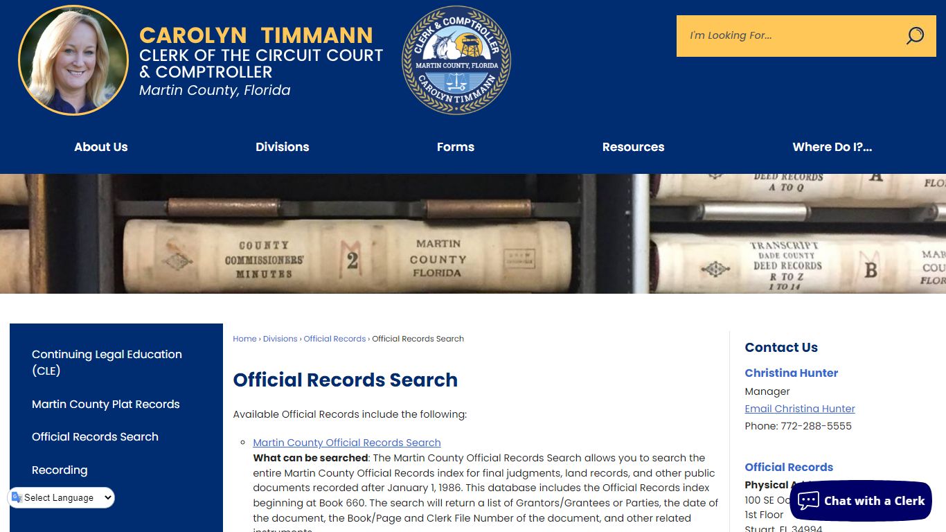 Official Records Search | Martin County Clerk